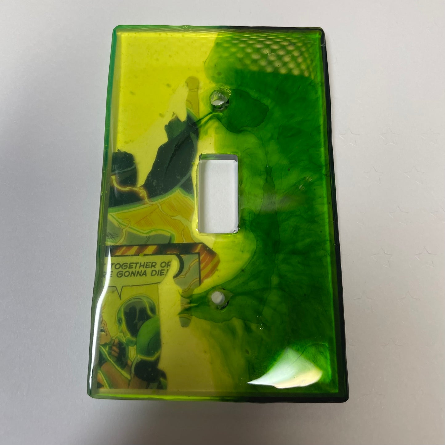 Green Comic Book Resin Light Switch Cover