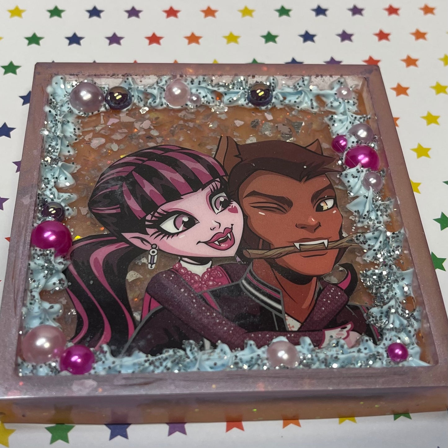 Vampire VS Werewolf Comic Book Resin Coaster