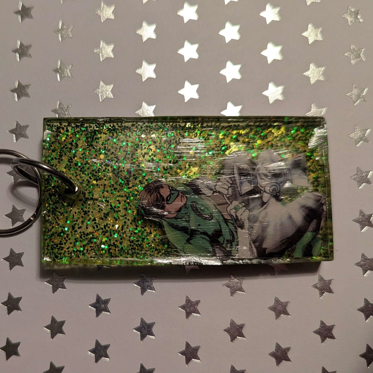 Green Comic Book Resin Keychain