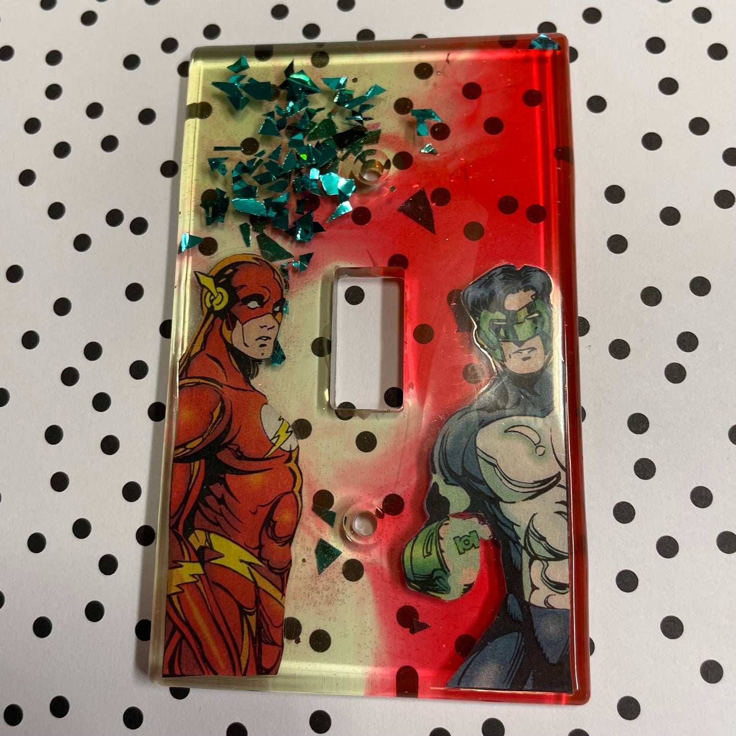Green and Red Comic Book Resin Light Switch Cover