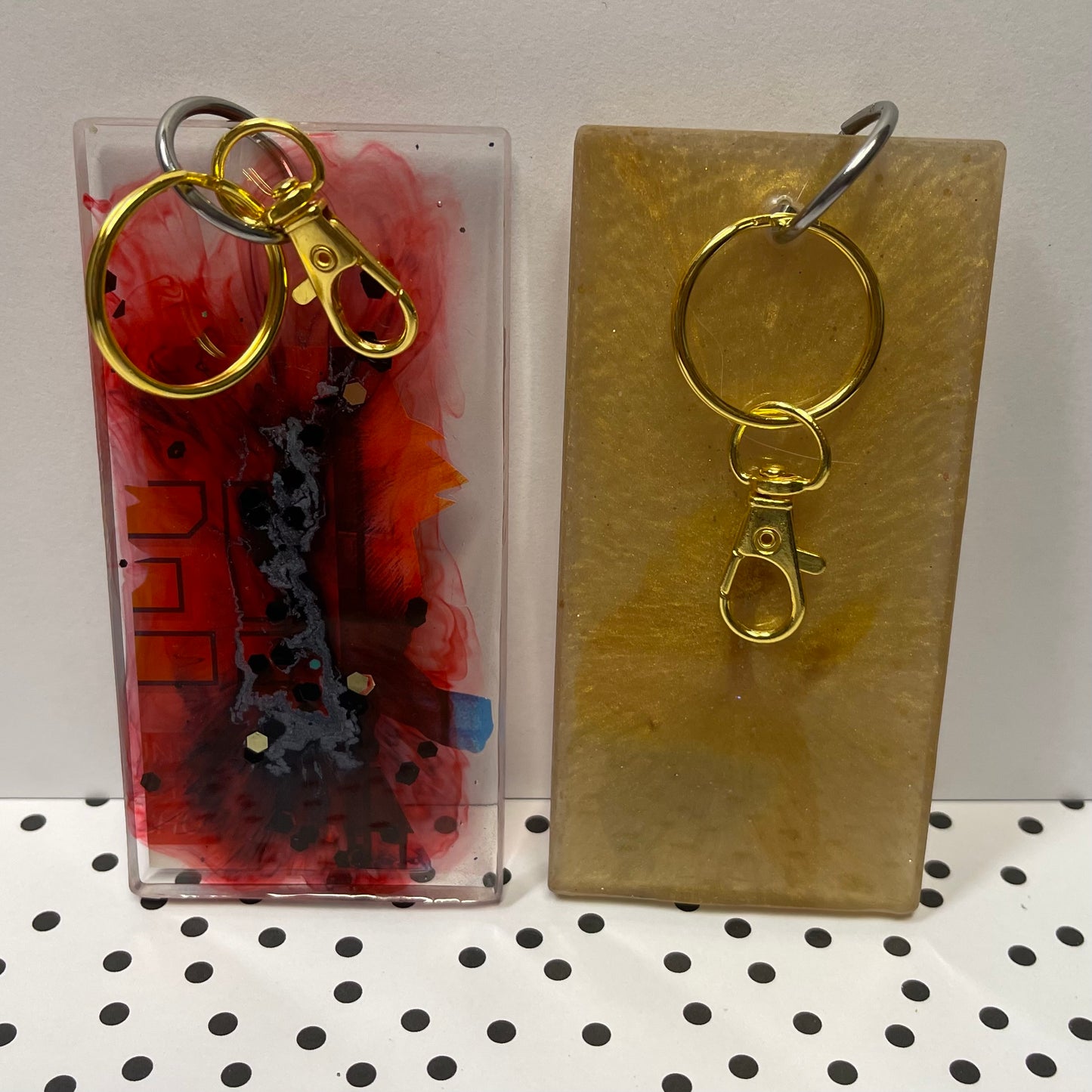 Red and Gold Manga Resin Large Keychain 2-Pack