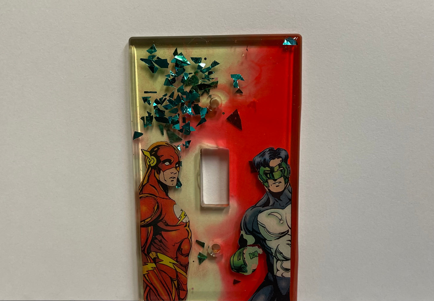 Green and Red Comic Book Resin Light Switch Cover