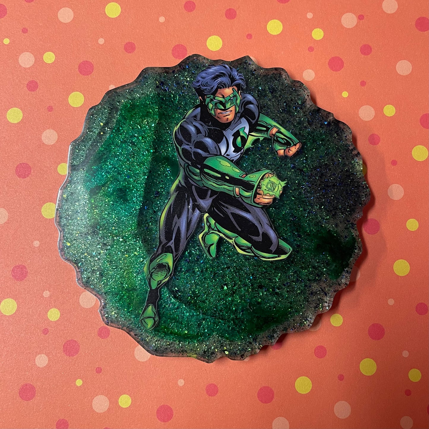 Green Comic Book Resin Coaster