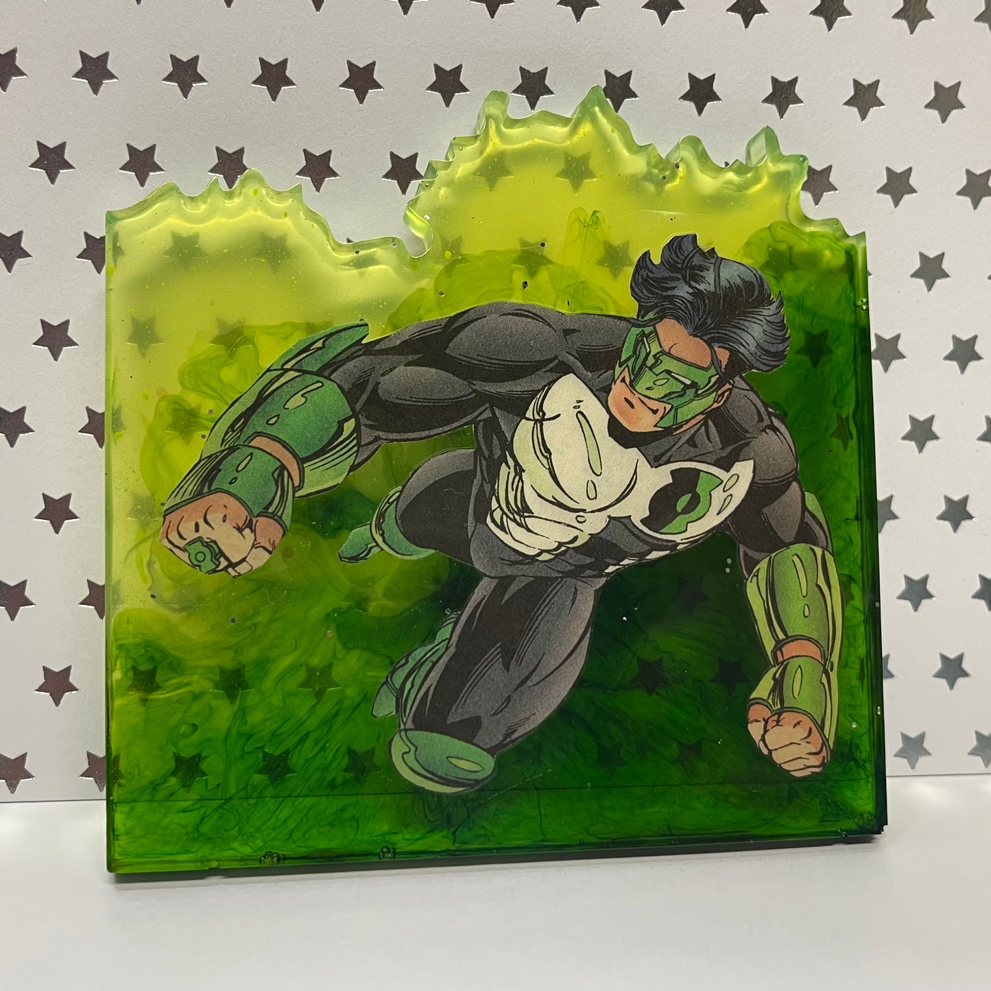 Green Guardian Comic Book Resin Coaster