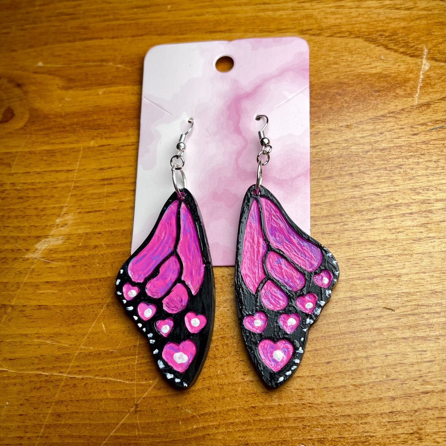 Pink Butterfly Wing Earrings