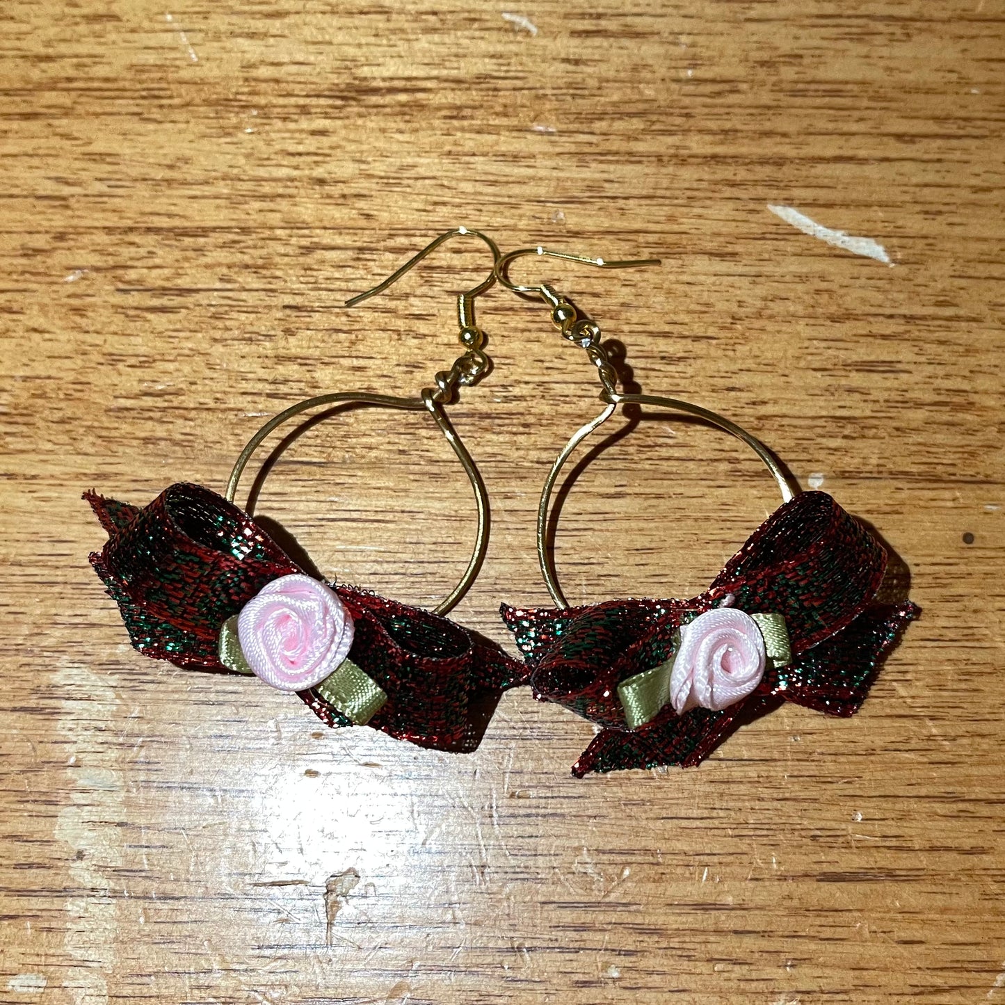 Christmas Rose Bow Earrings