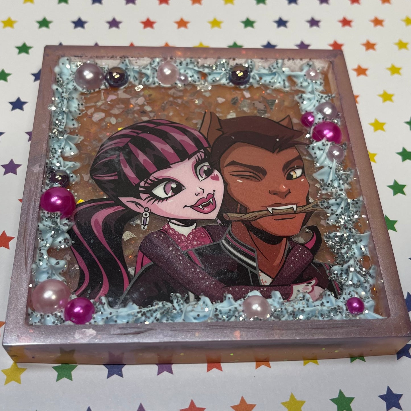 Vampire VS Werewolf Comic Book Resin Coaster