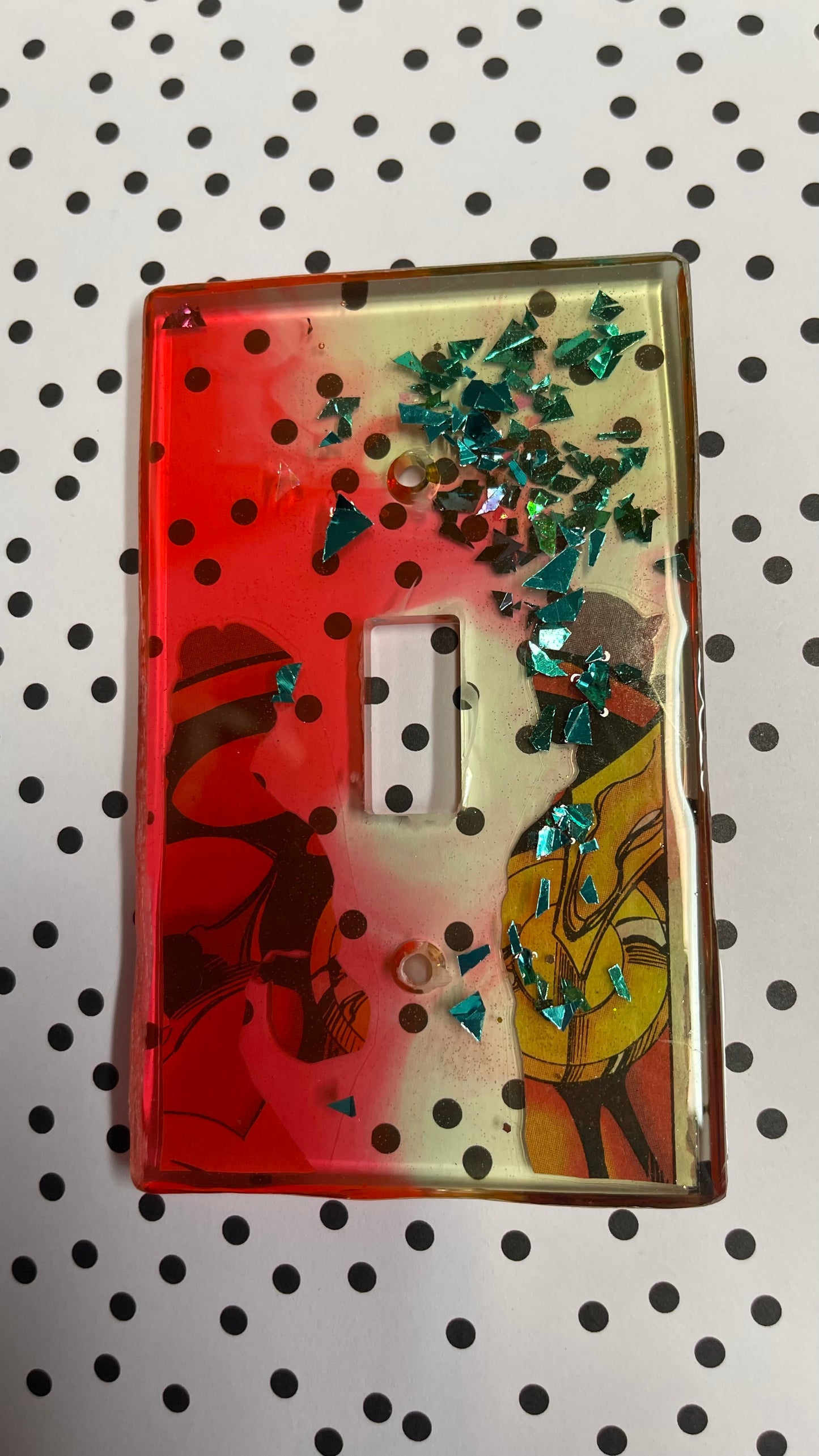 Green and Red Comic Book Resin Light Switch Cover
