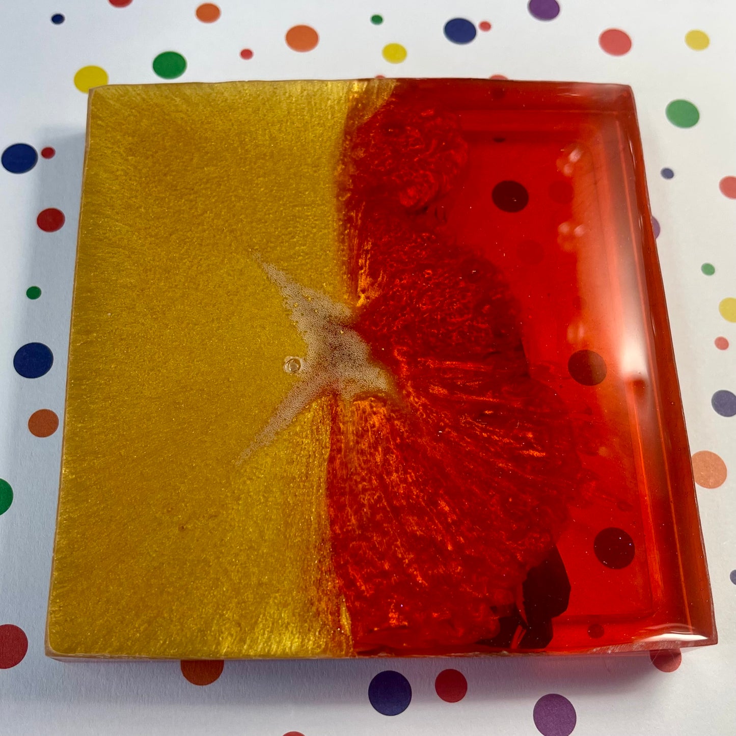 Gold and Red Spider Comic Book Resin Coaster