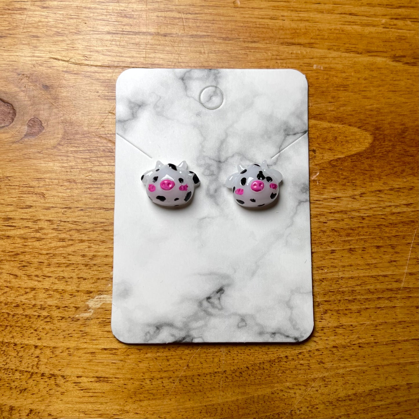 Strawberry and White Milk Cow Stud Earrings 2-Pack