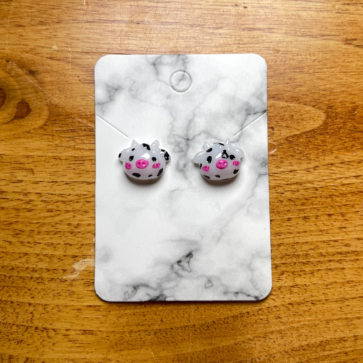 Strawberry and White Milk Cow Stud Earrings 2-Pack