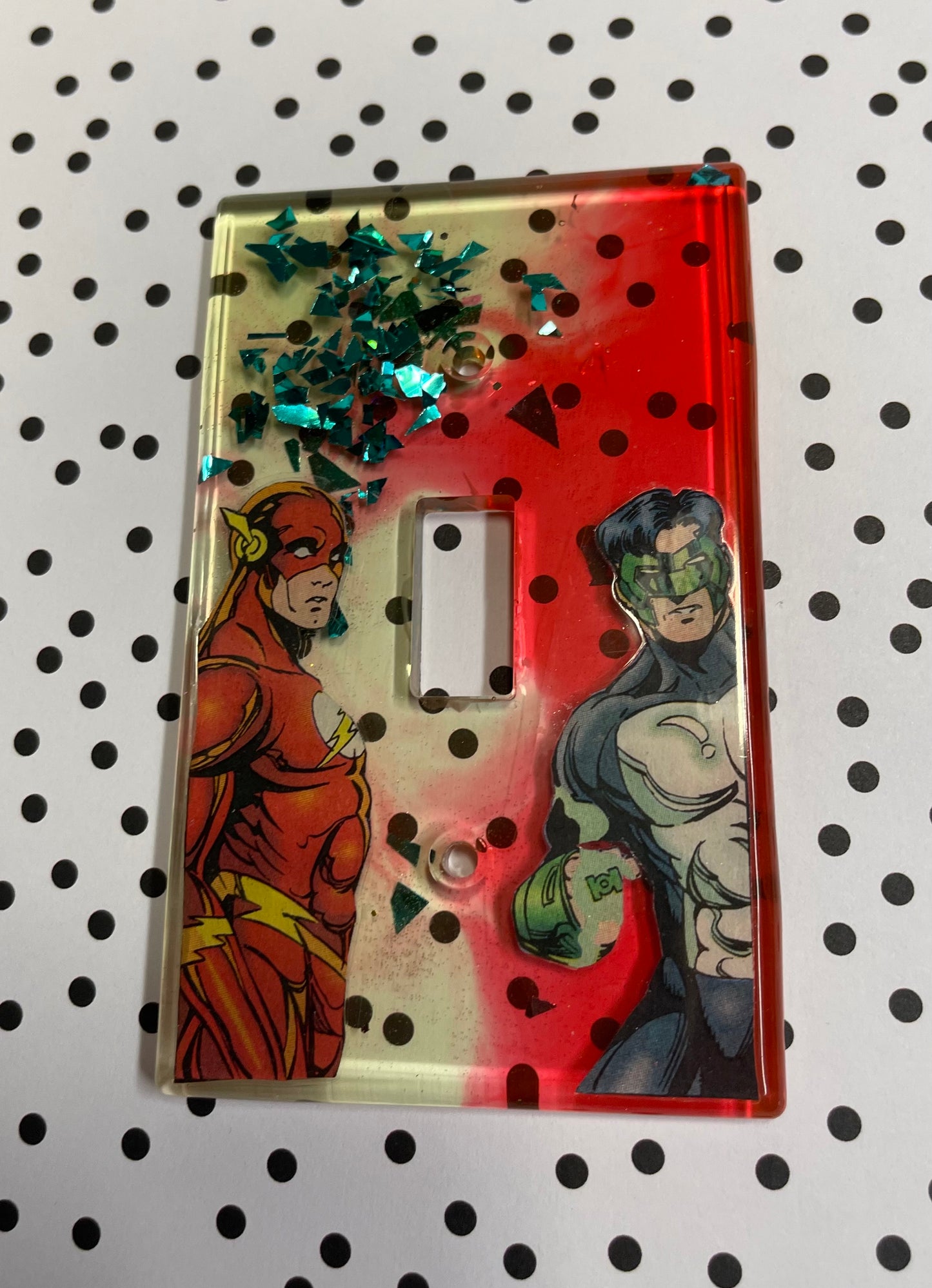 Green and Red Comic Book Resin Light Switch Cover