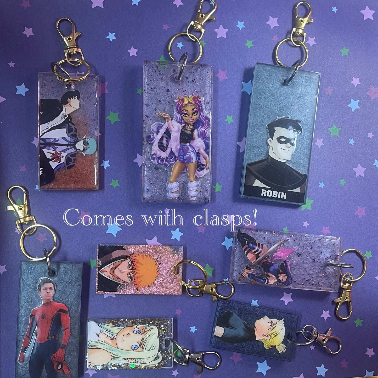 Grey Comic Book Resin Keychain