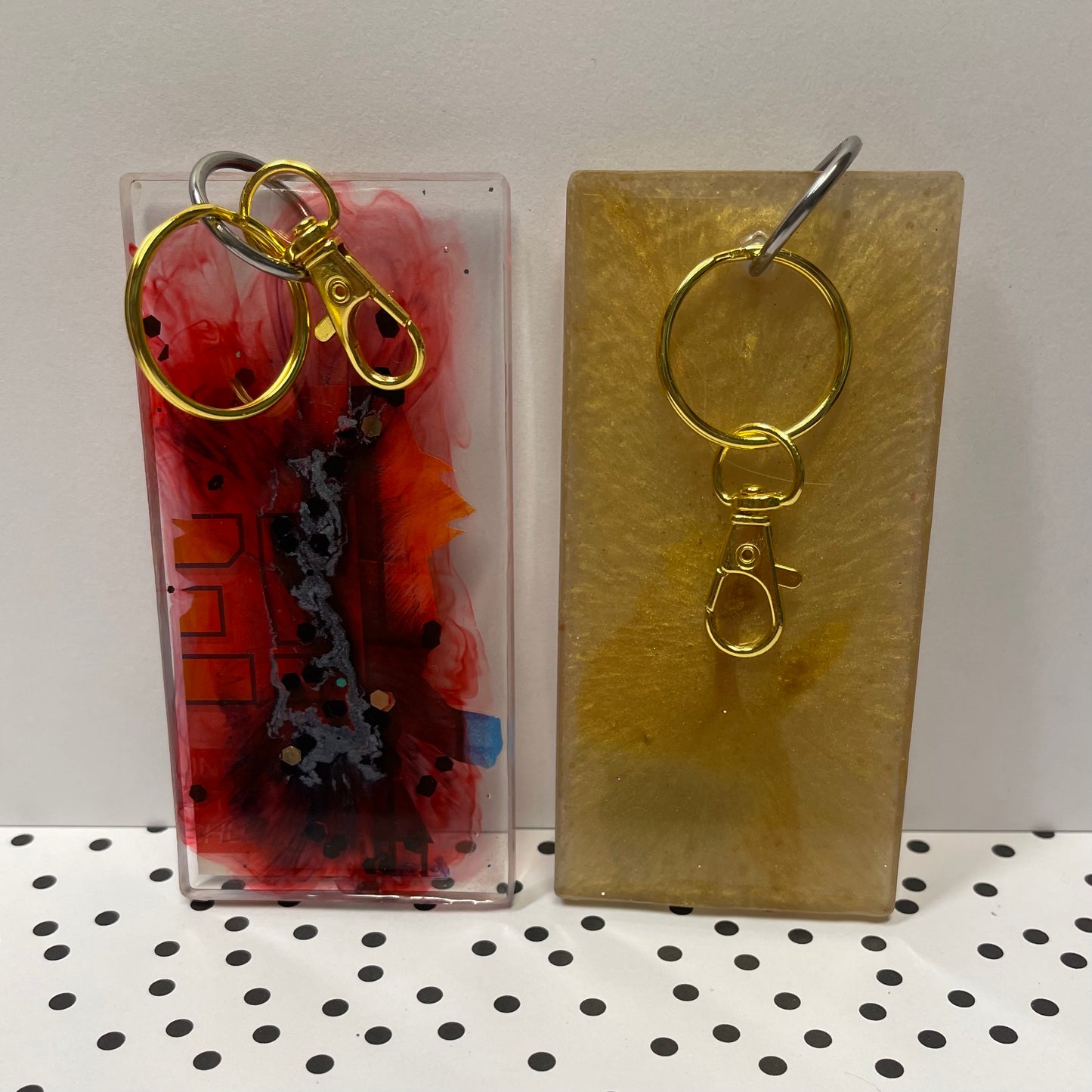 Red and Gold Manga Resin Large Keychain 2-Pack