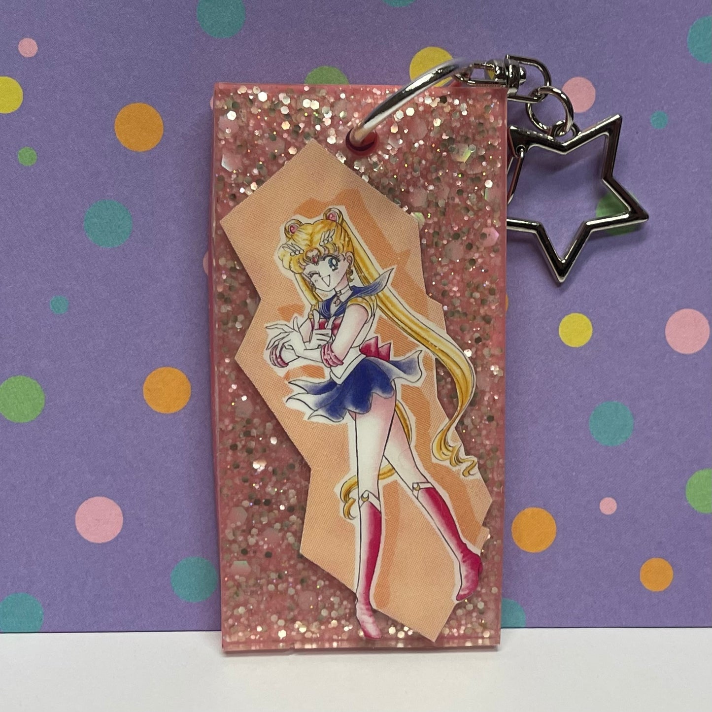 Pink Moon Comic Book Resin Keychain