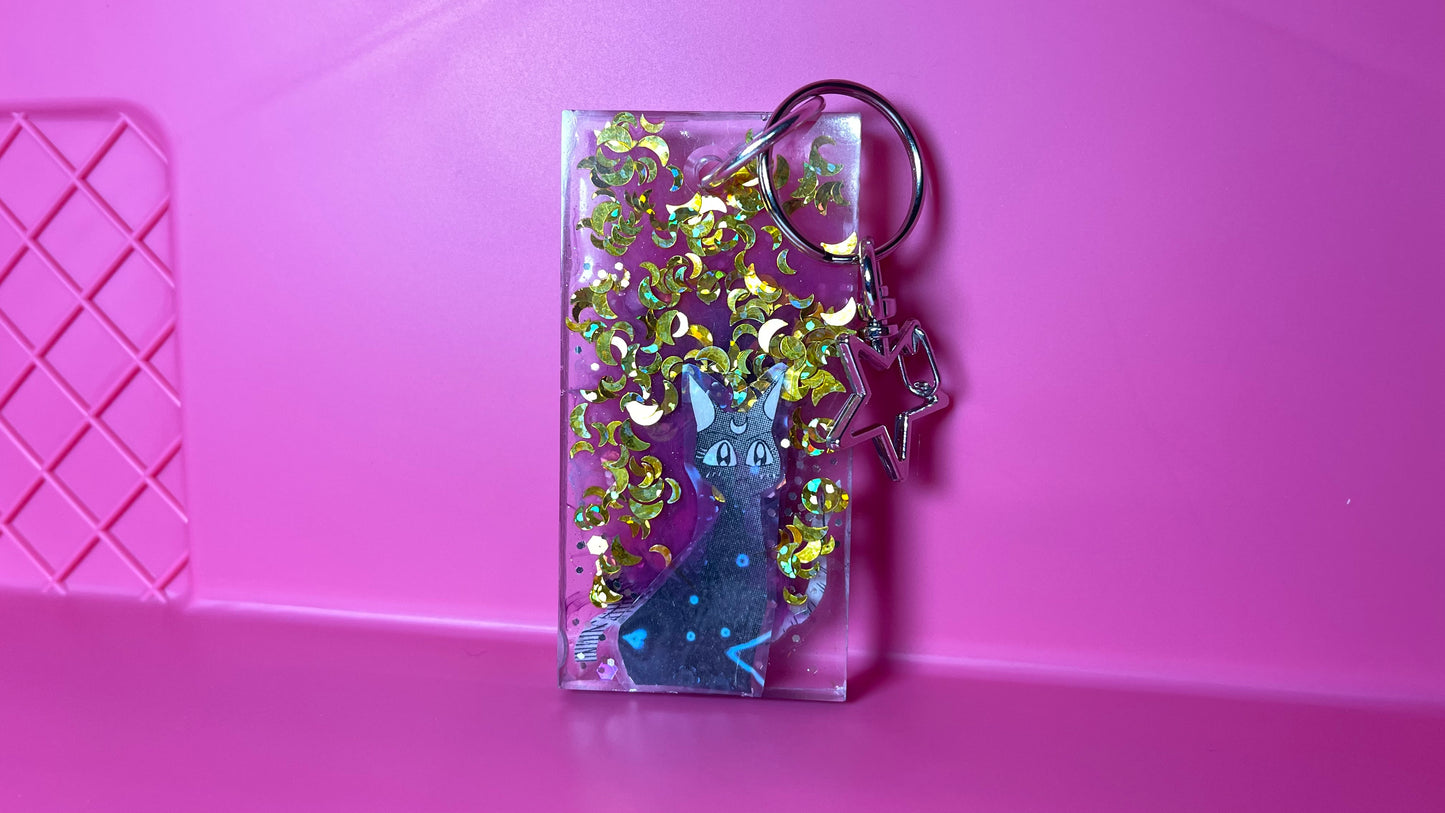 Moon Cats in Love Double-Sided Keychain