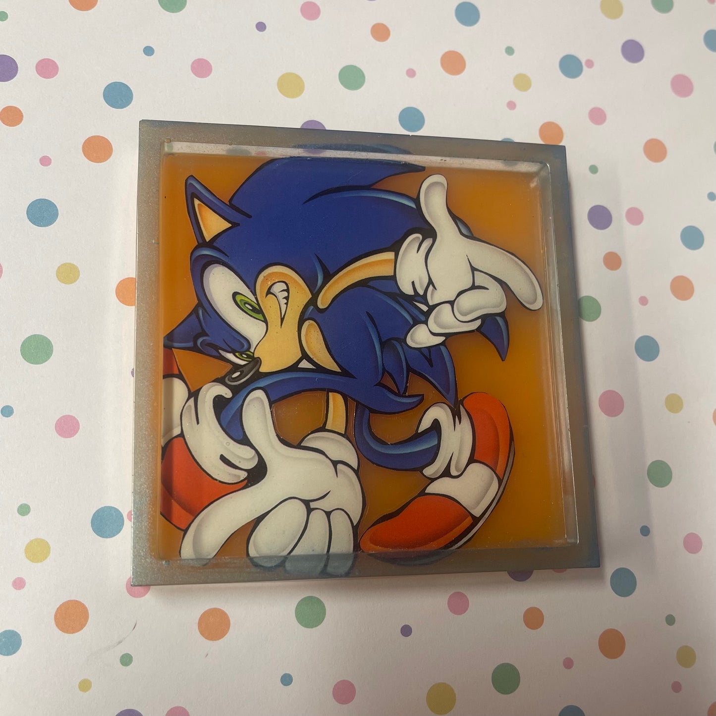 “Go fast!” Recycled Comic Book Resin Coaster