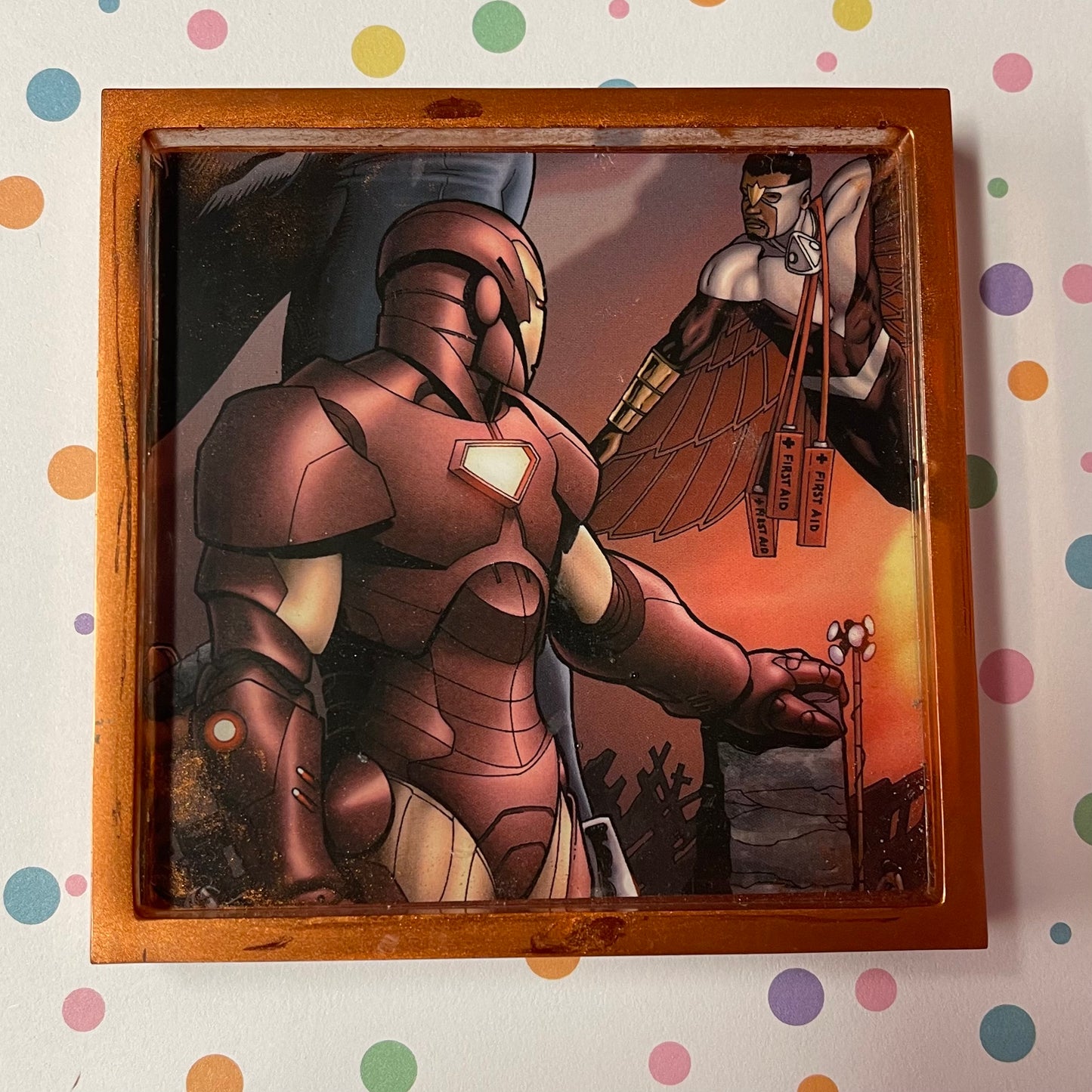 Iron Red Comic Book Resin Coaster