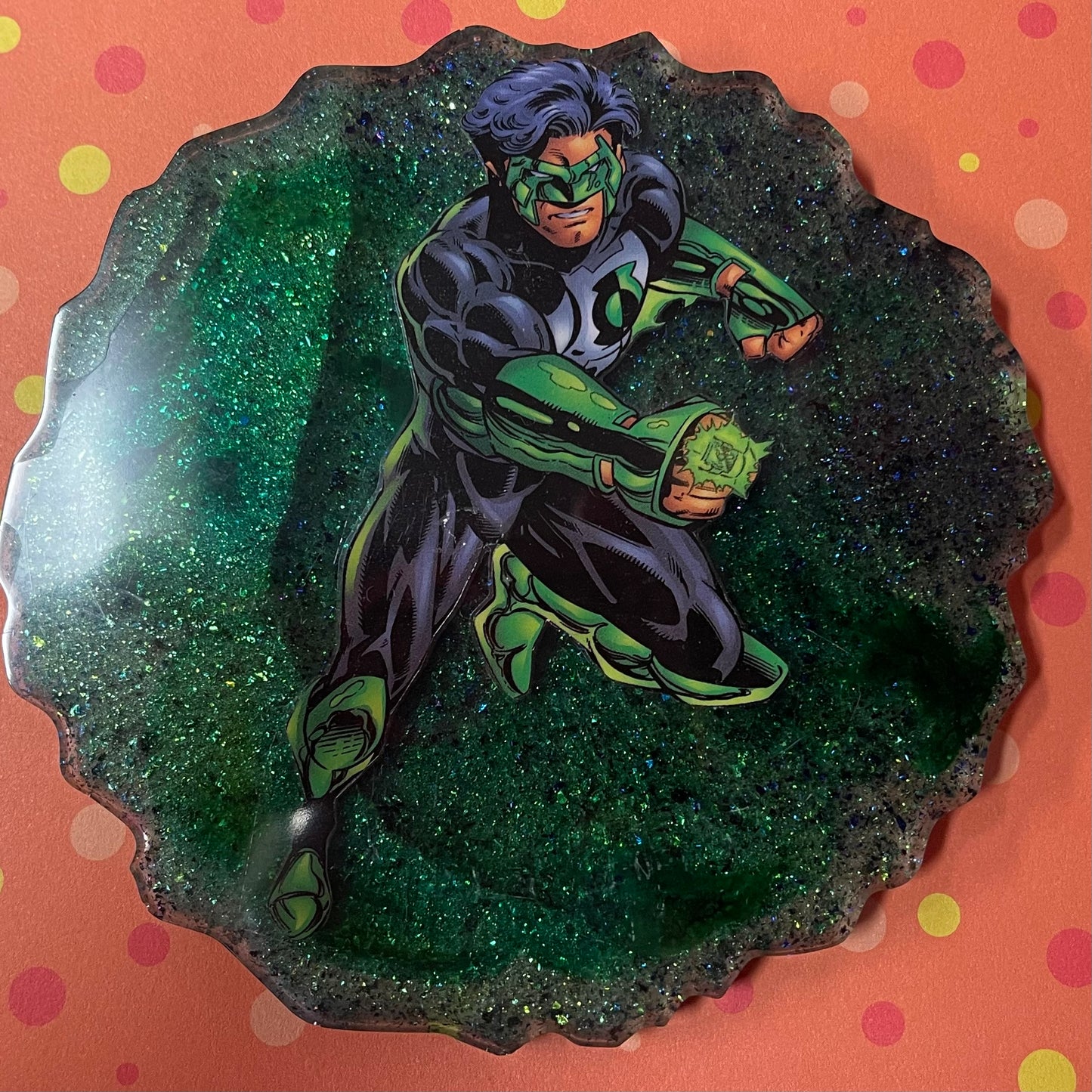 Green Comic Book Resin Coaster