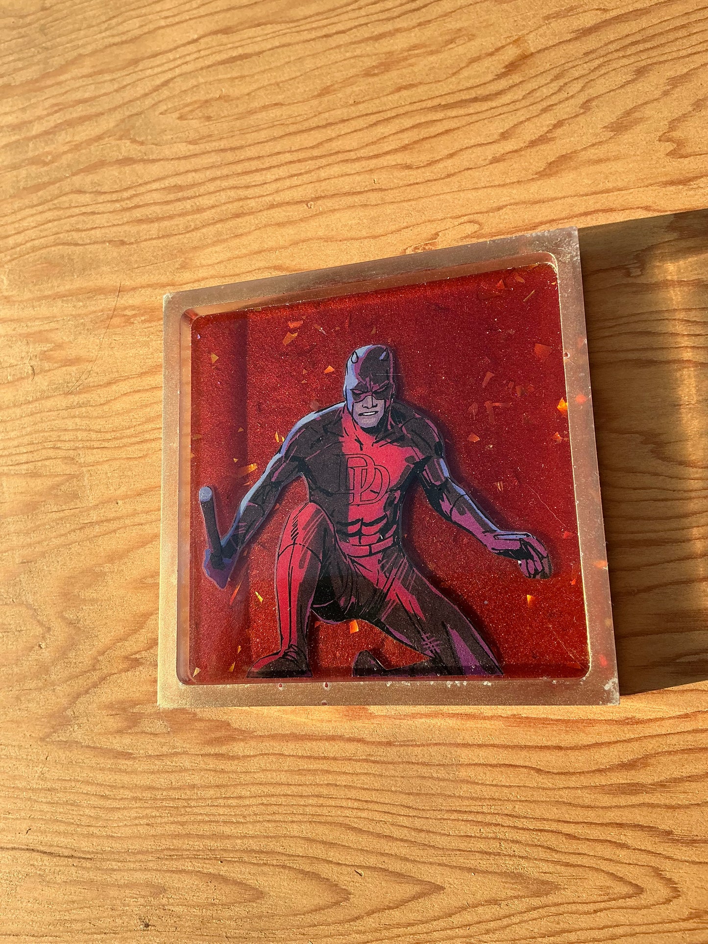 Red Daring Comic Book Resin Coaster