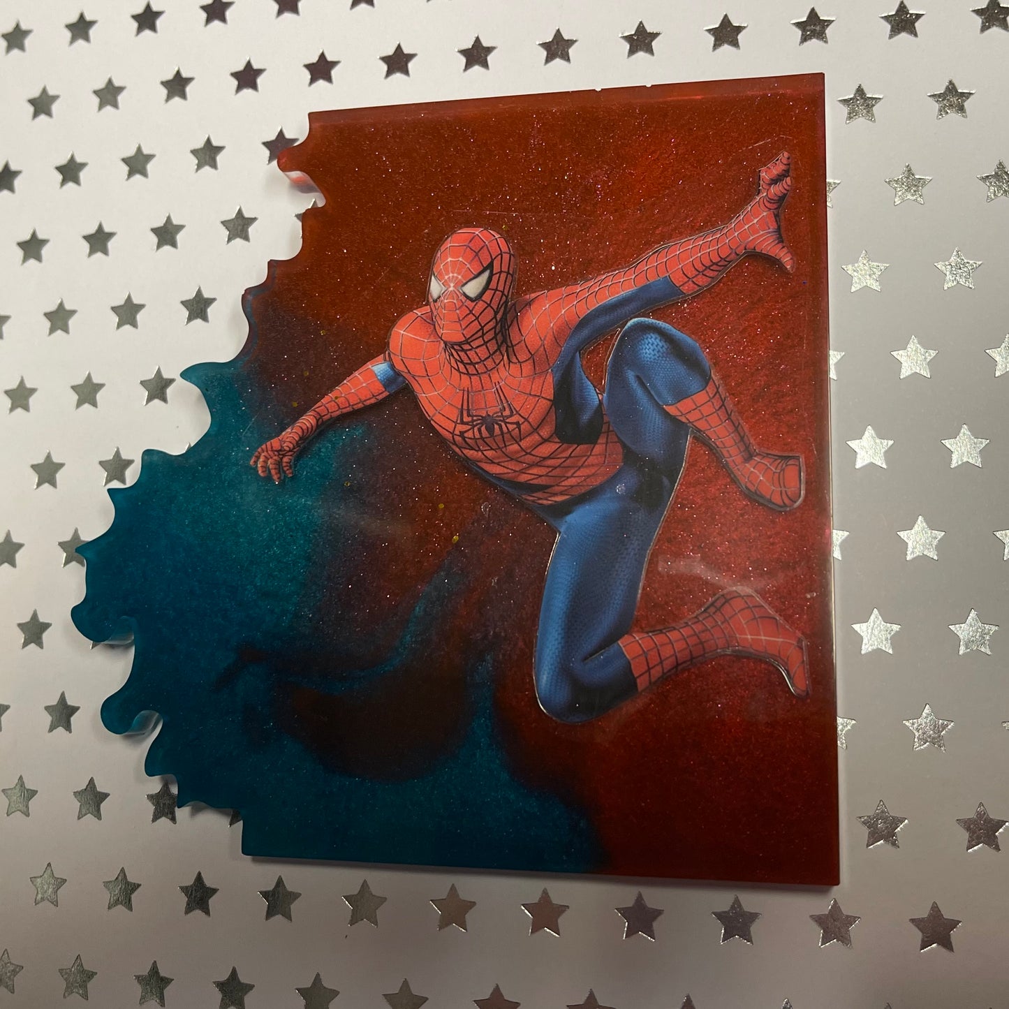 Red and Blue Edged Comic Book Resin Coaster