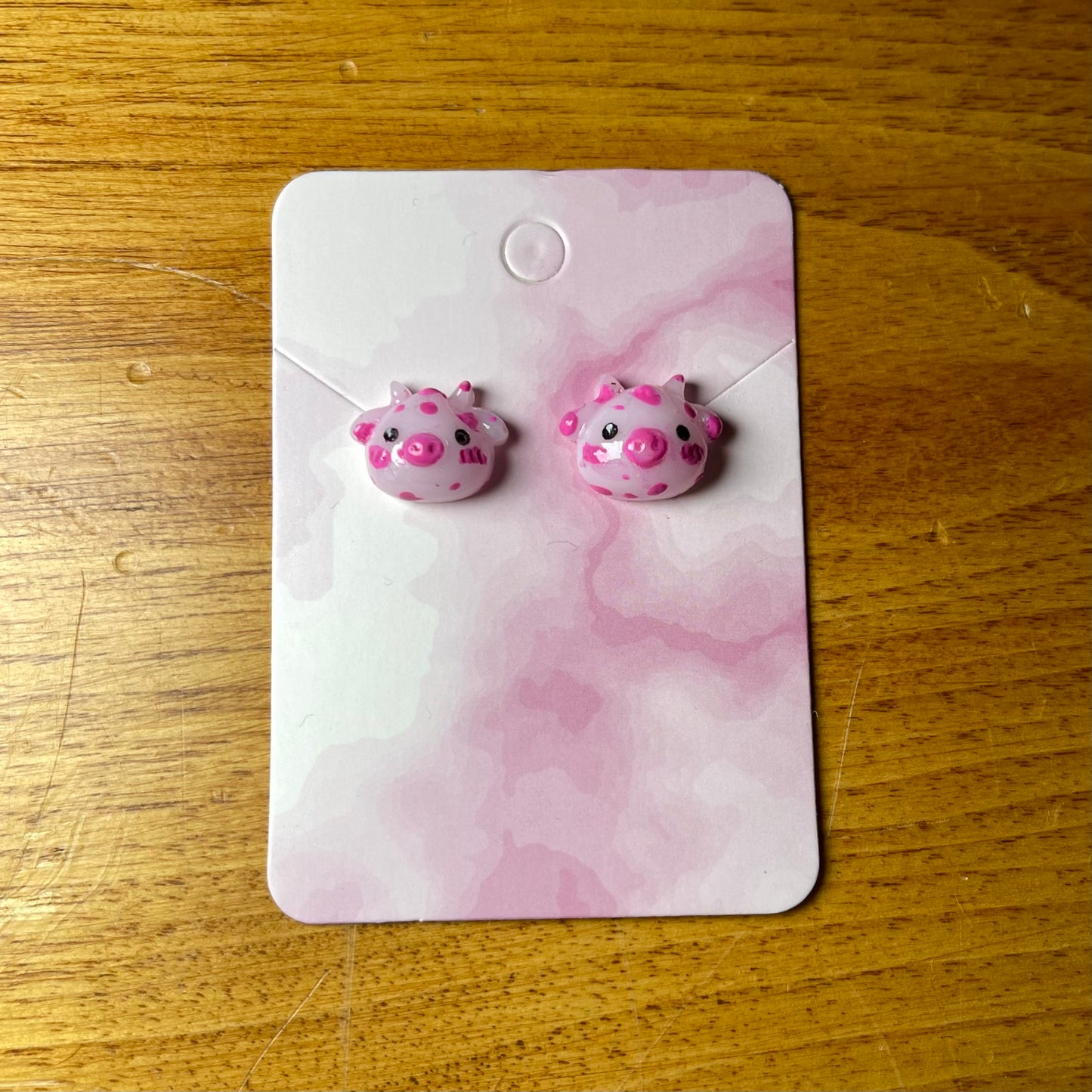 Strawberry and White Milk Cow Stud Earrings 2-Pack