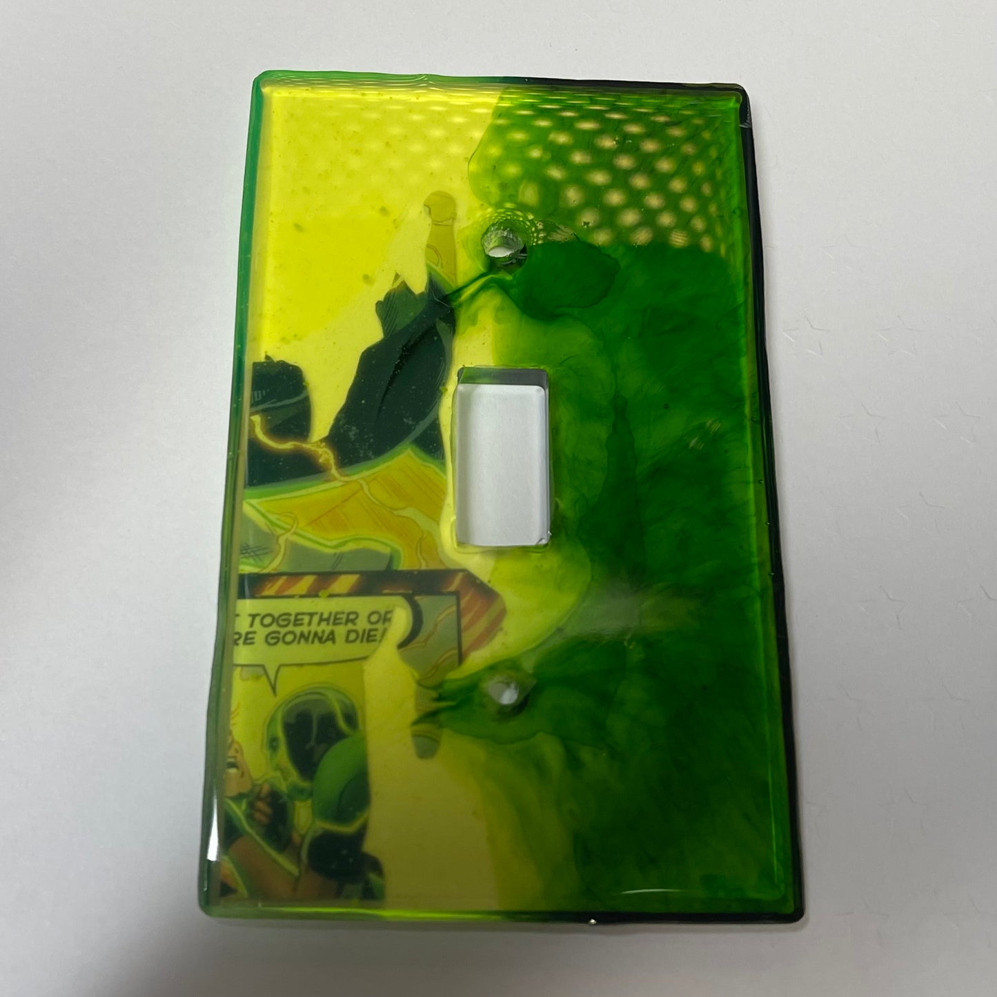 Green Comic Book Resin Light Switch Cover