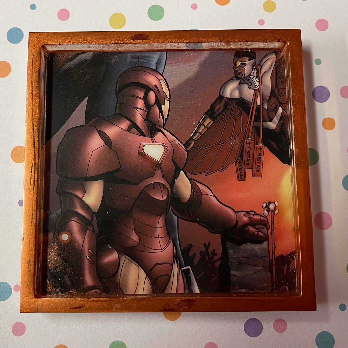 Iron Red Comic Book Resin Coaster
