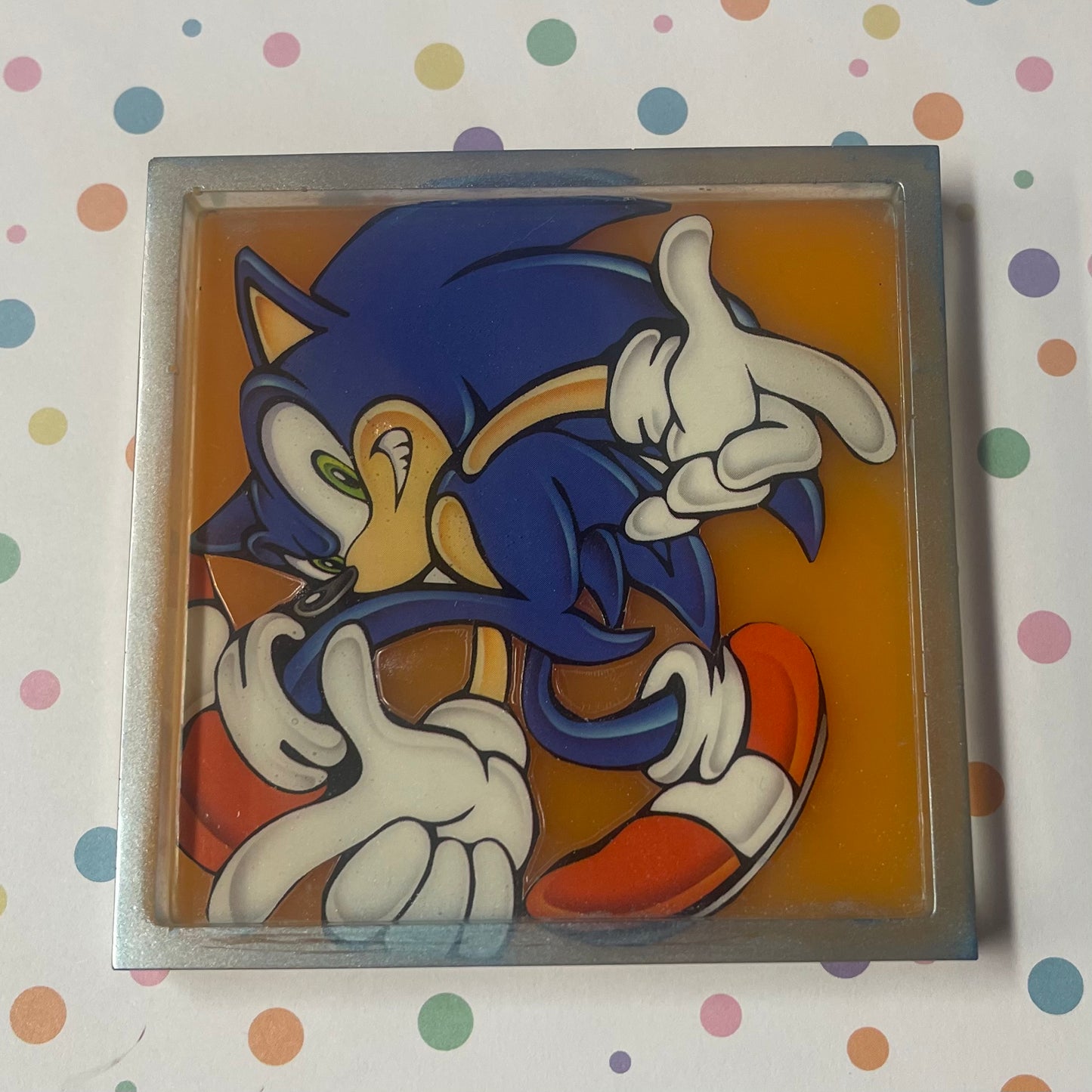 “Go fast!” Recycled Comic Book Resin Coaster