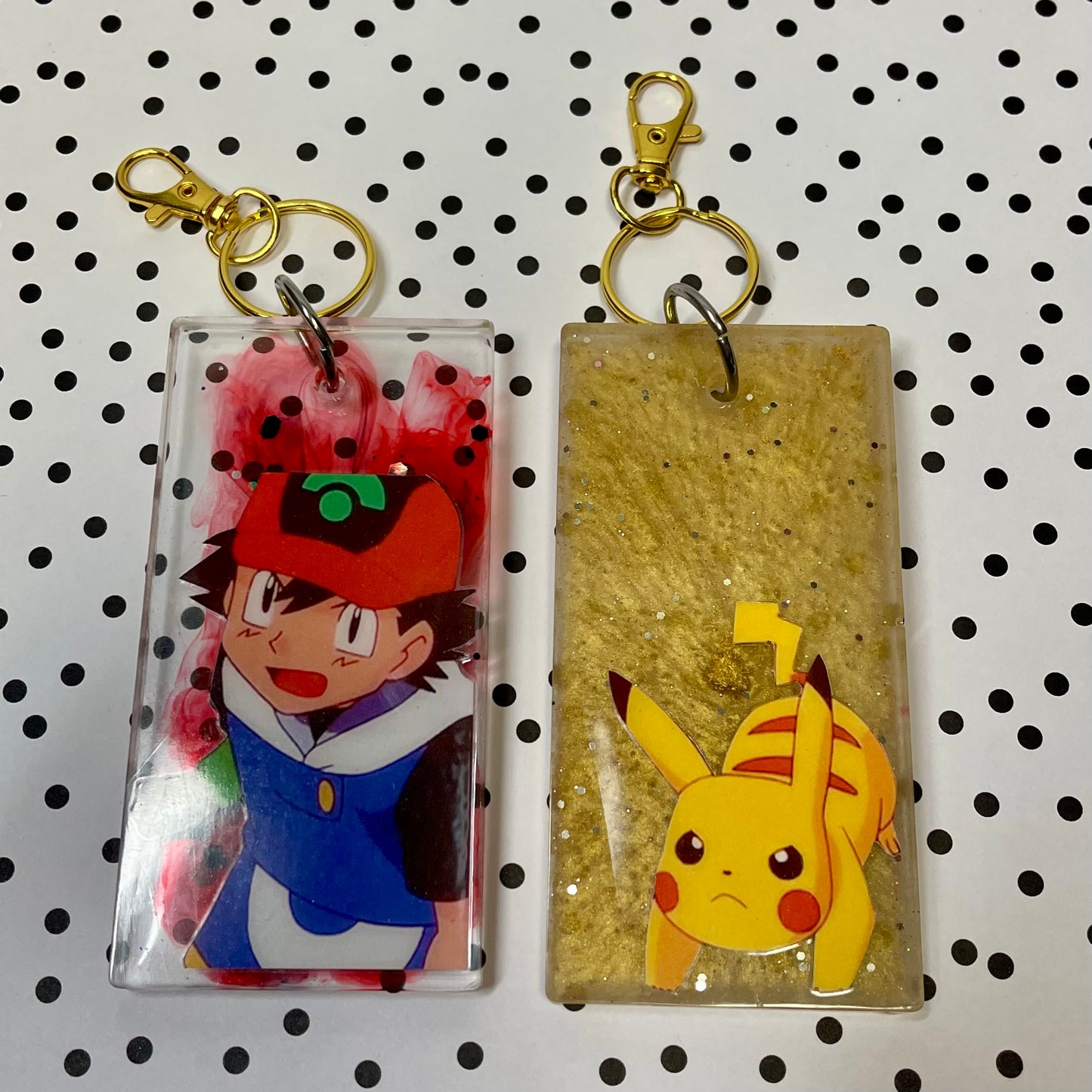 Red and Gold Manga Resin Large Keychain 2-Pack