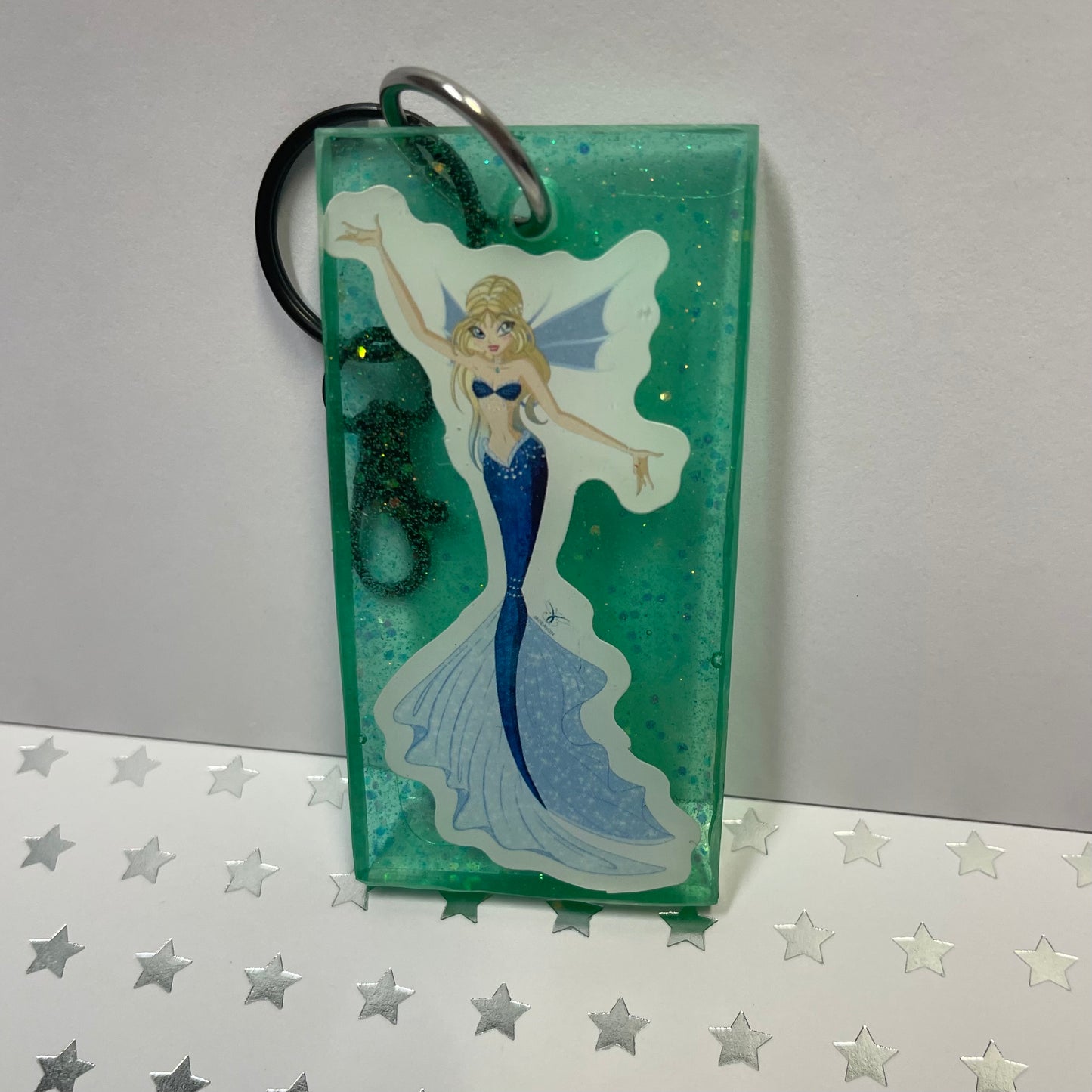Mermaid Recycled Sticker Resin Keychain