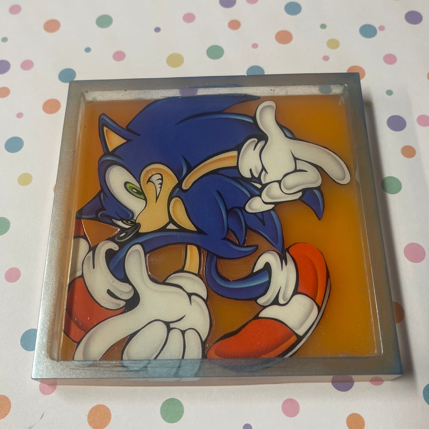 “Go fast!” Recycled Comic Book Resin Coaster