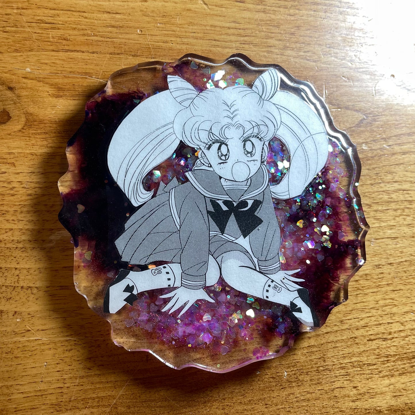 Angry Chibi Rabbit Moon Girl Coaster