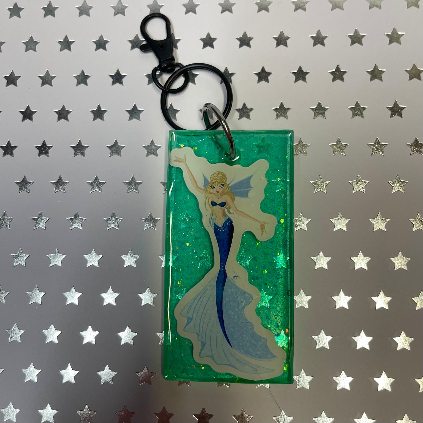 Mermaid Recycled Sticker Resin Keychain