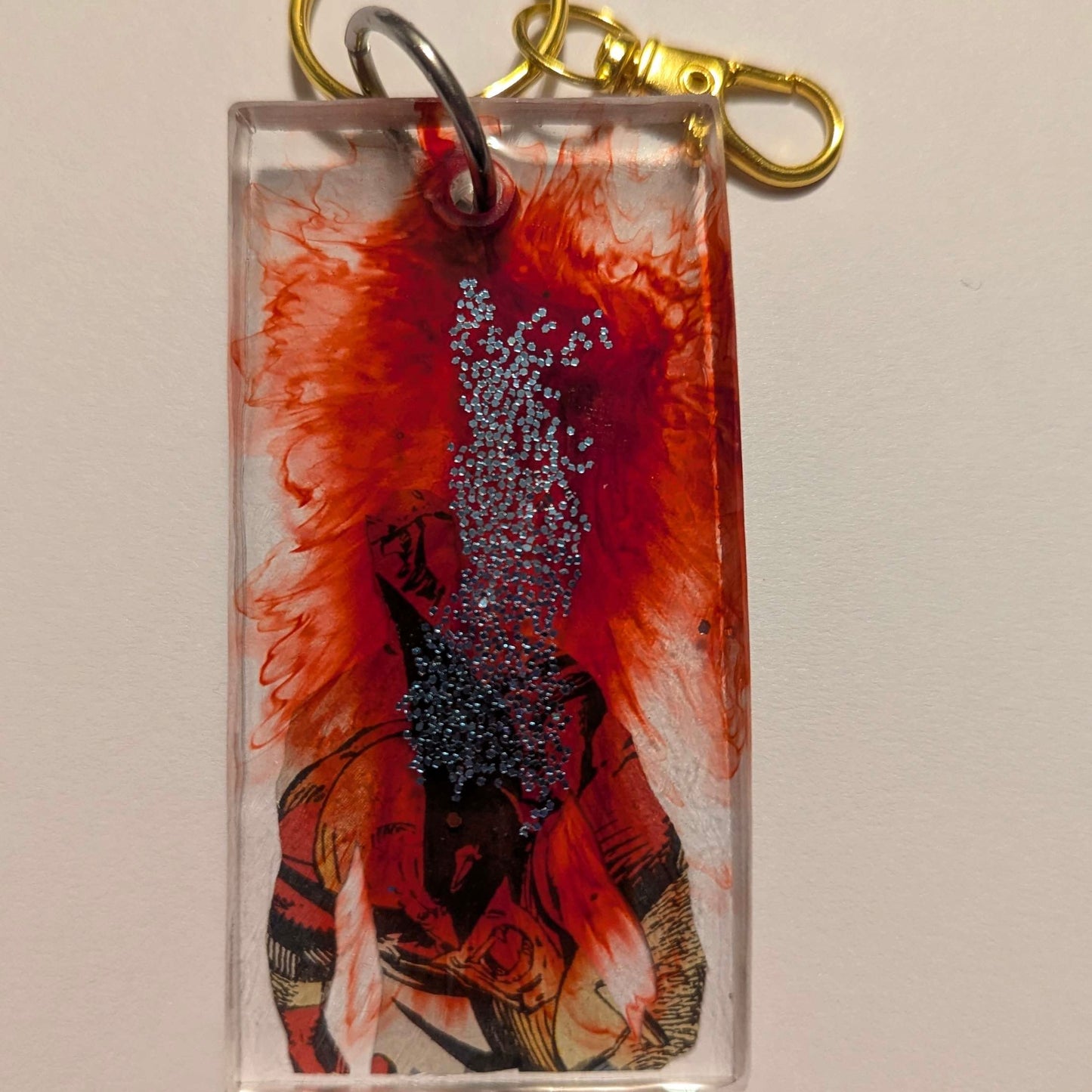 Red X Comic Book Resin Keychain