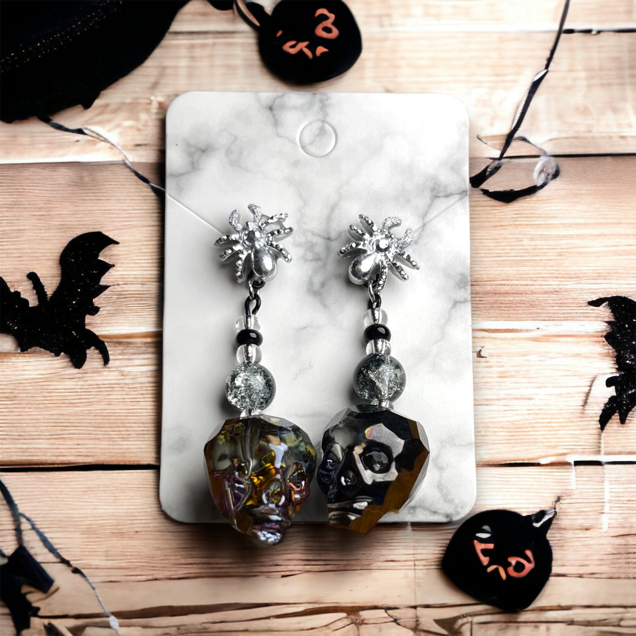 Spooky Skeleton Spider Earrings