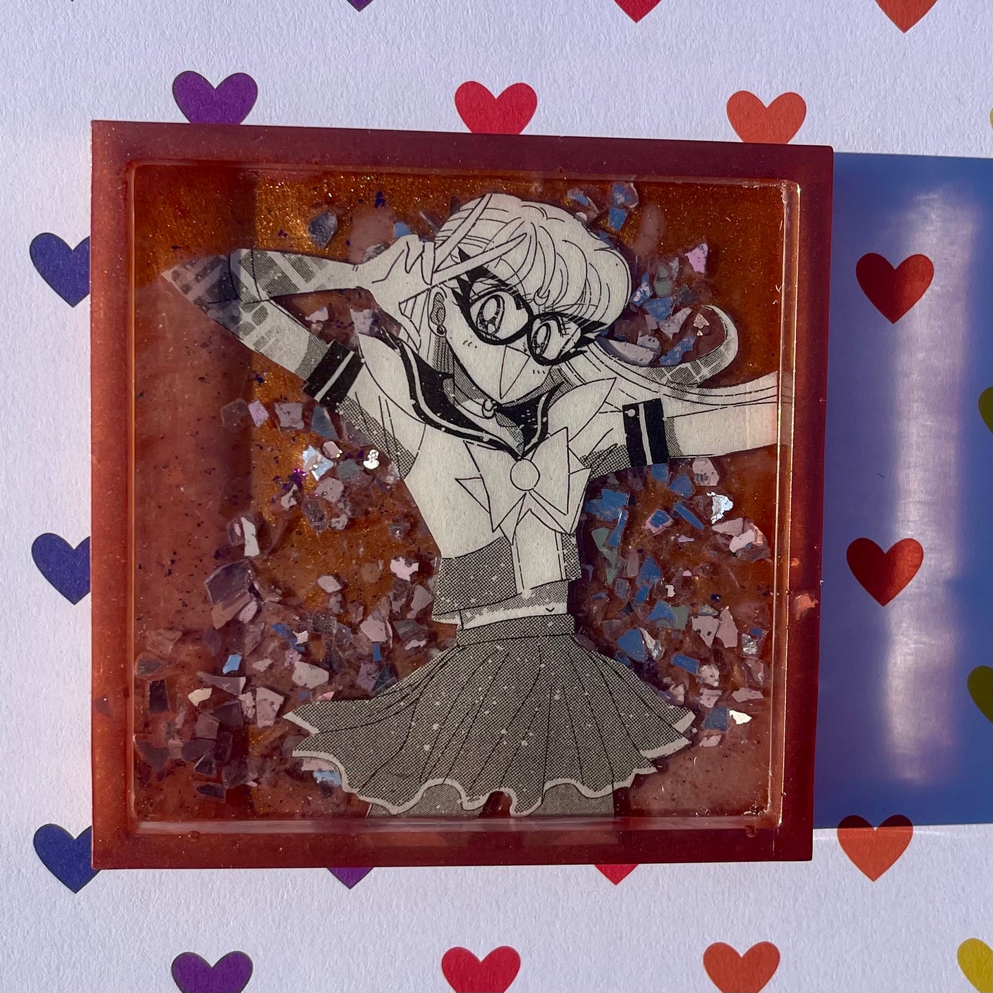 “V Superhero” Manga Resin Coaster