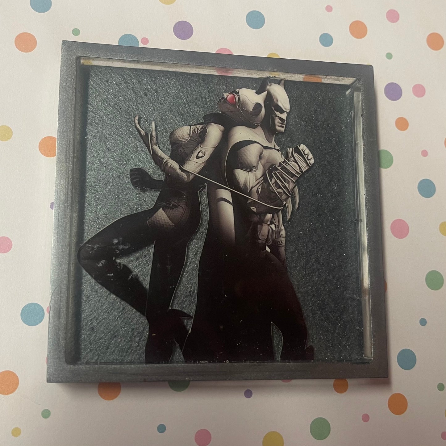 “Bats ‘n’ Cats” Recycled Comic Book Resin Coaster