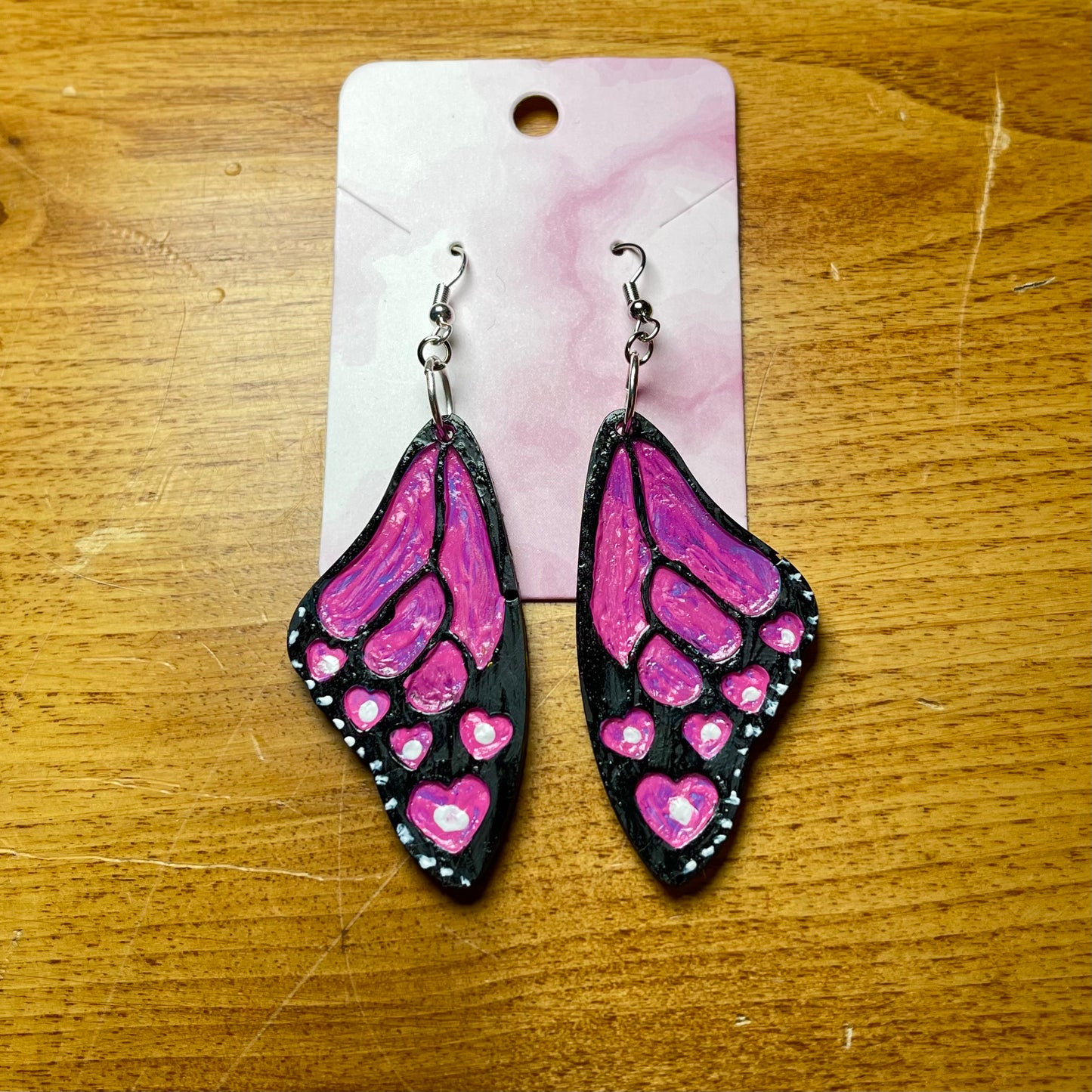 Pink Butterfly Wing Earrings