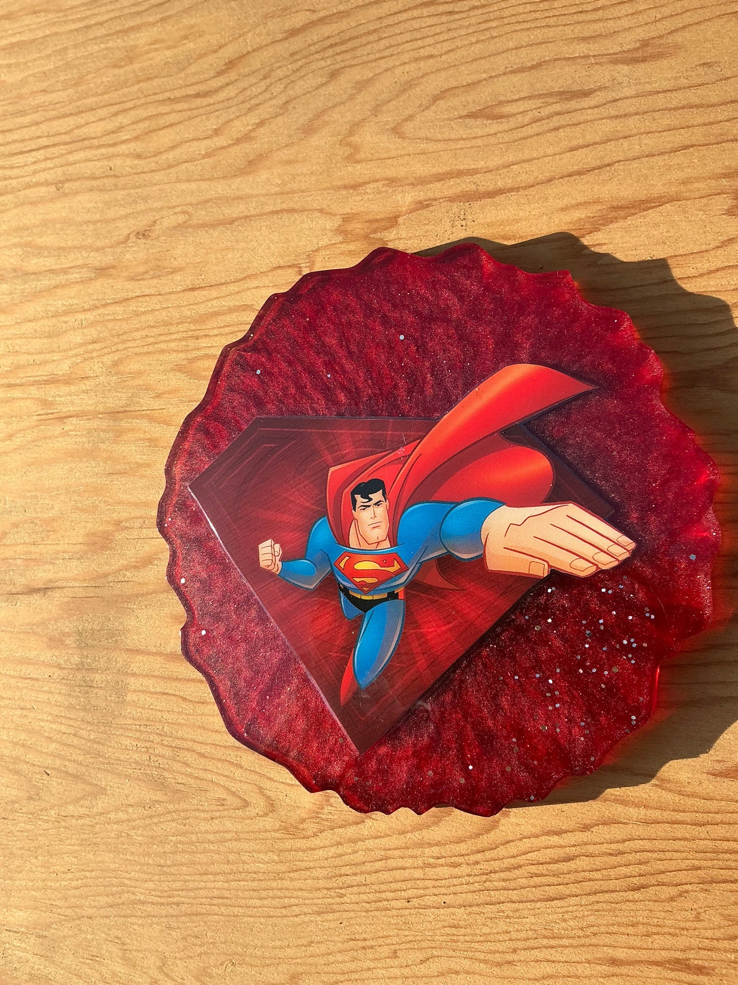 Red Diamond Hero Comic Book Resin Coaster