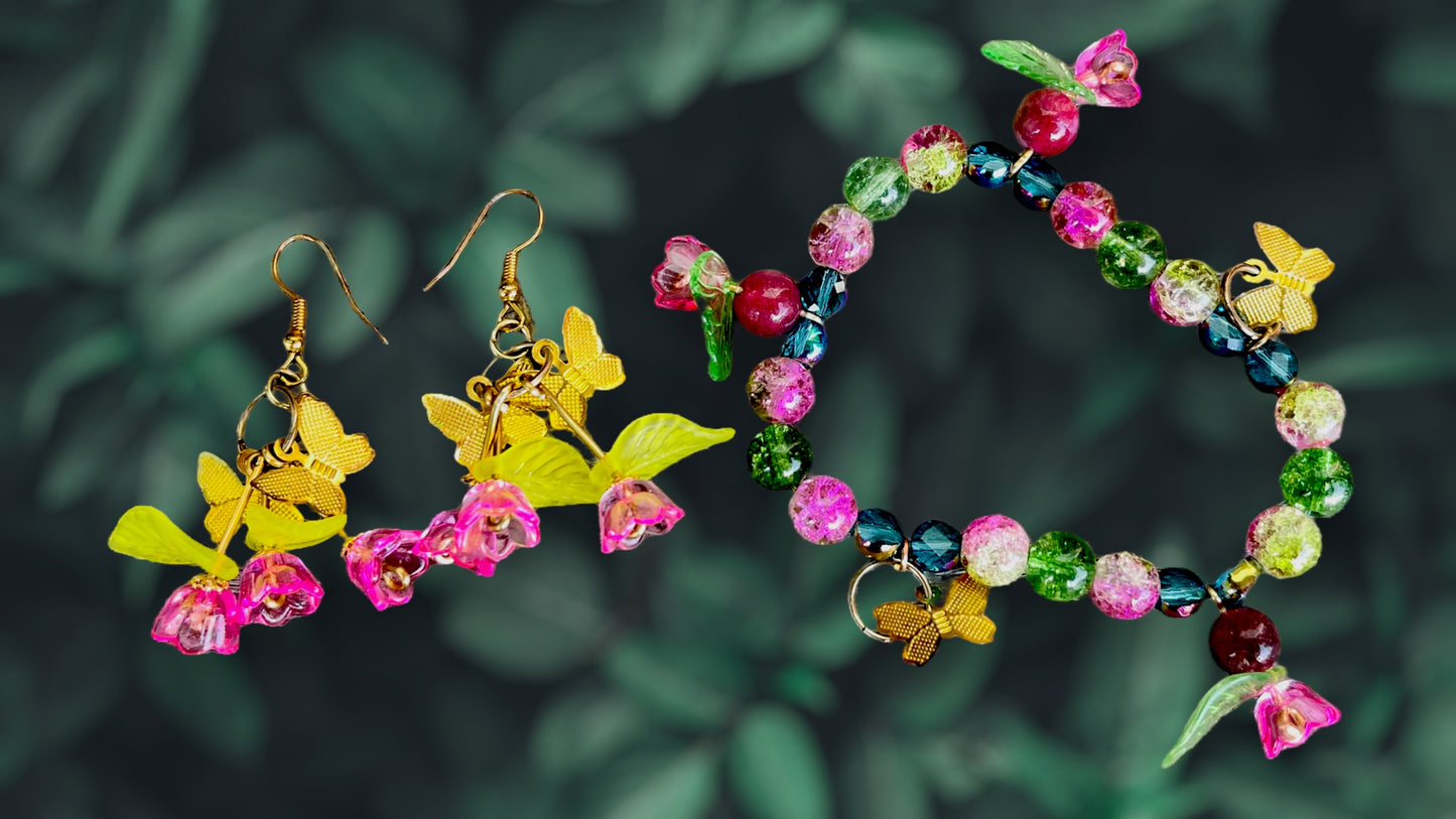 Butterflies On The Grapevine - Bracelet and Earring Set