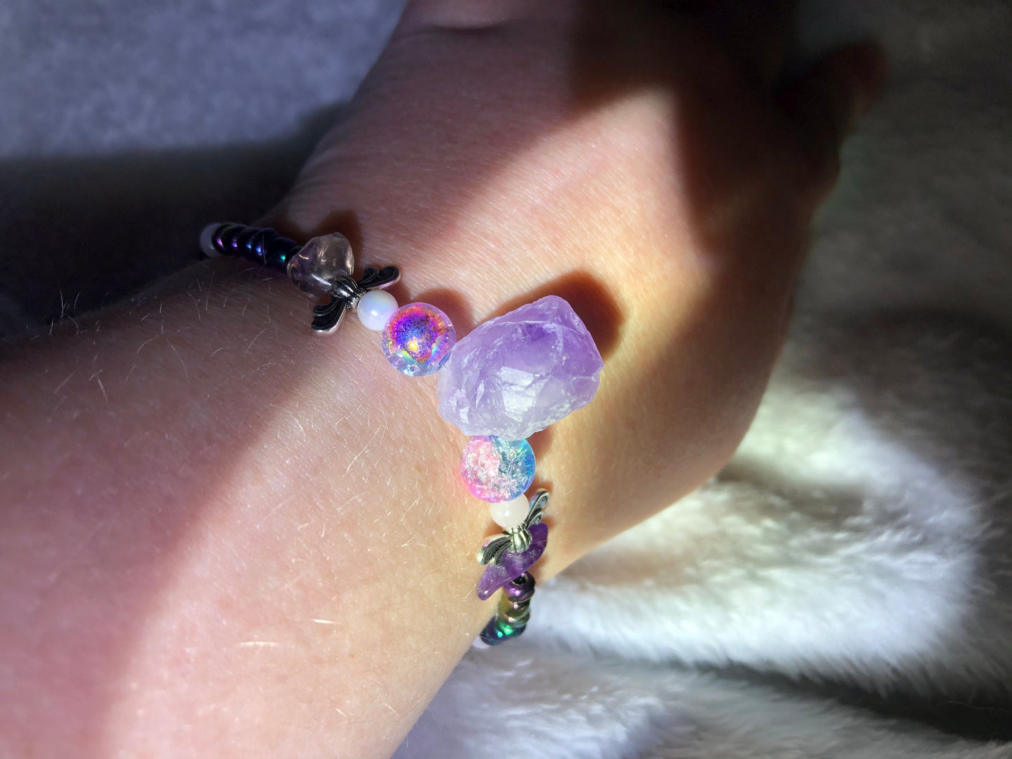 Matching Amethyst Earrings and Bracelet Set