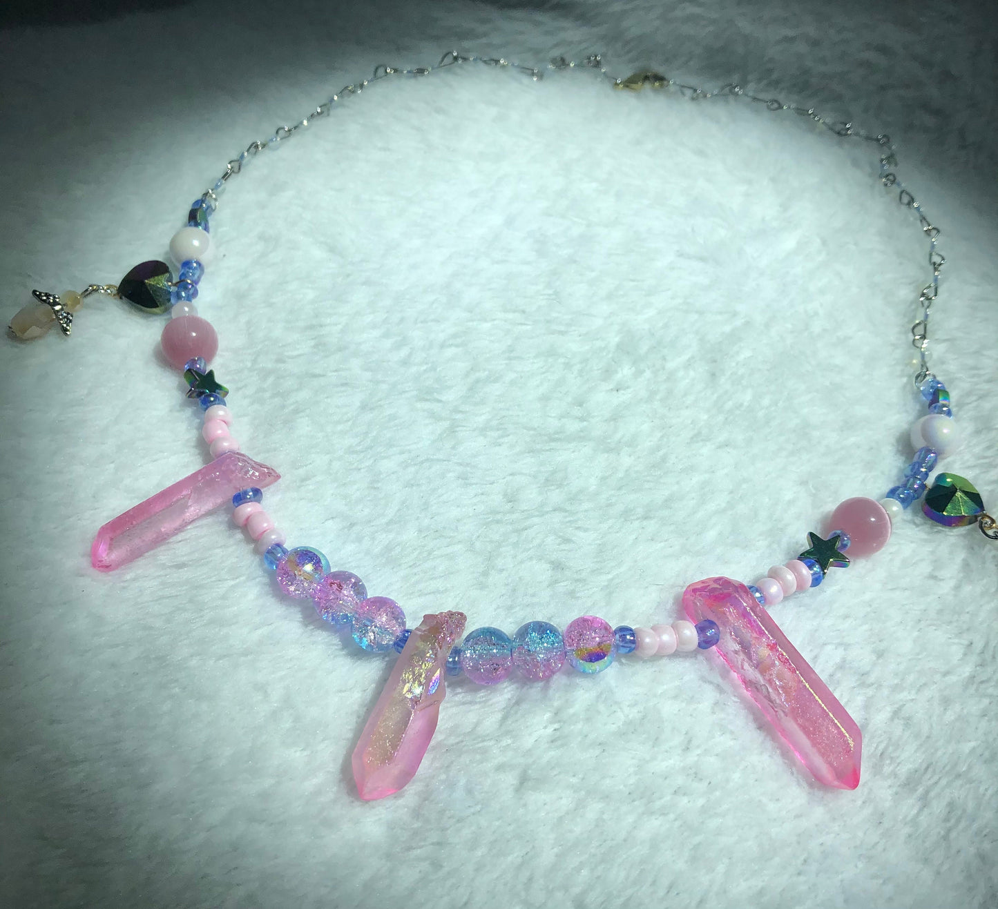 Pink Angelic Pearl and Quartz Necklace