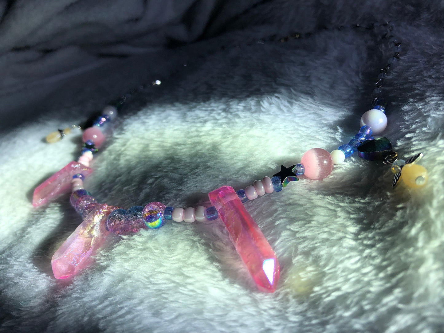 Pink Angelic Pearl and Quartz Necklace