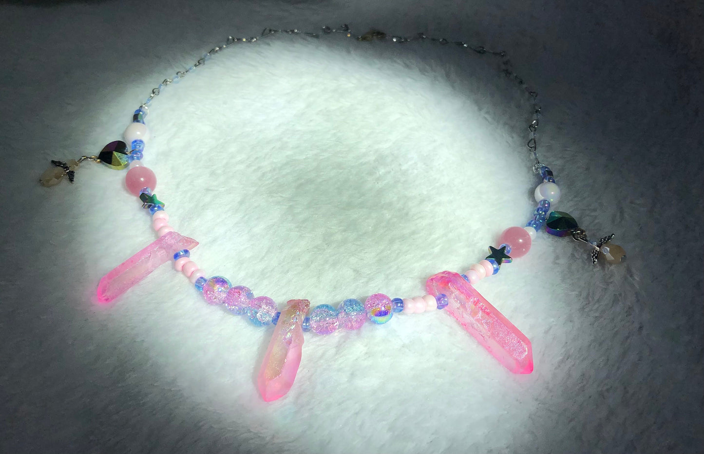 Pink Angelic Pearl and Quartz Necklace