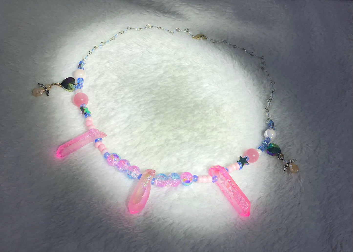 Pink Angelic Pearl and Quartz Necklace