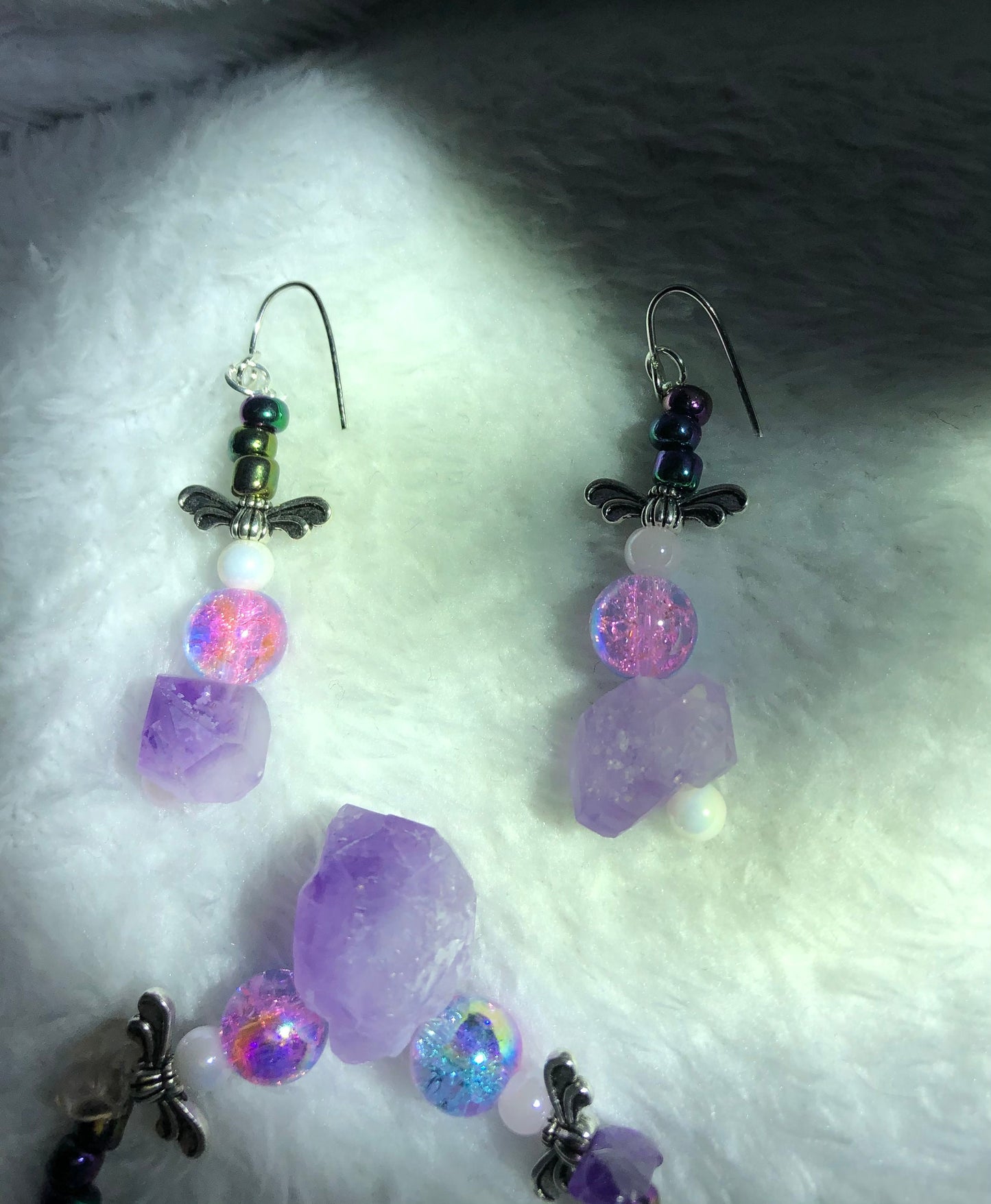 Matching Amethyst Earrings and Bracelet Set