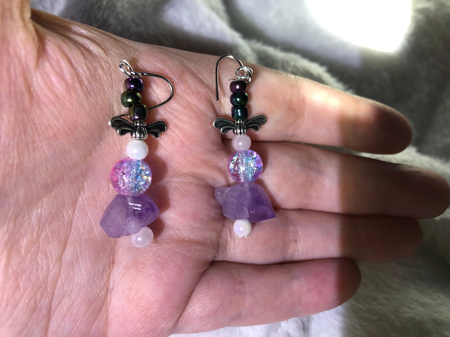 Matching Amethyst Earrings and Bracelet Set