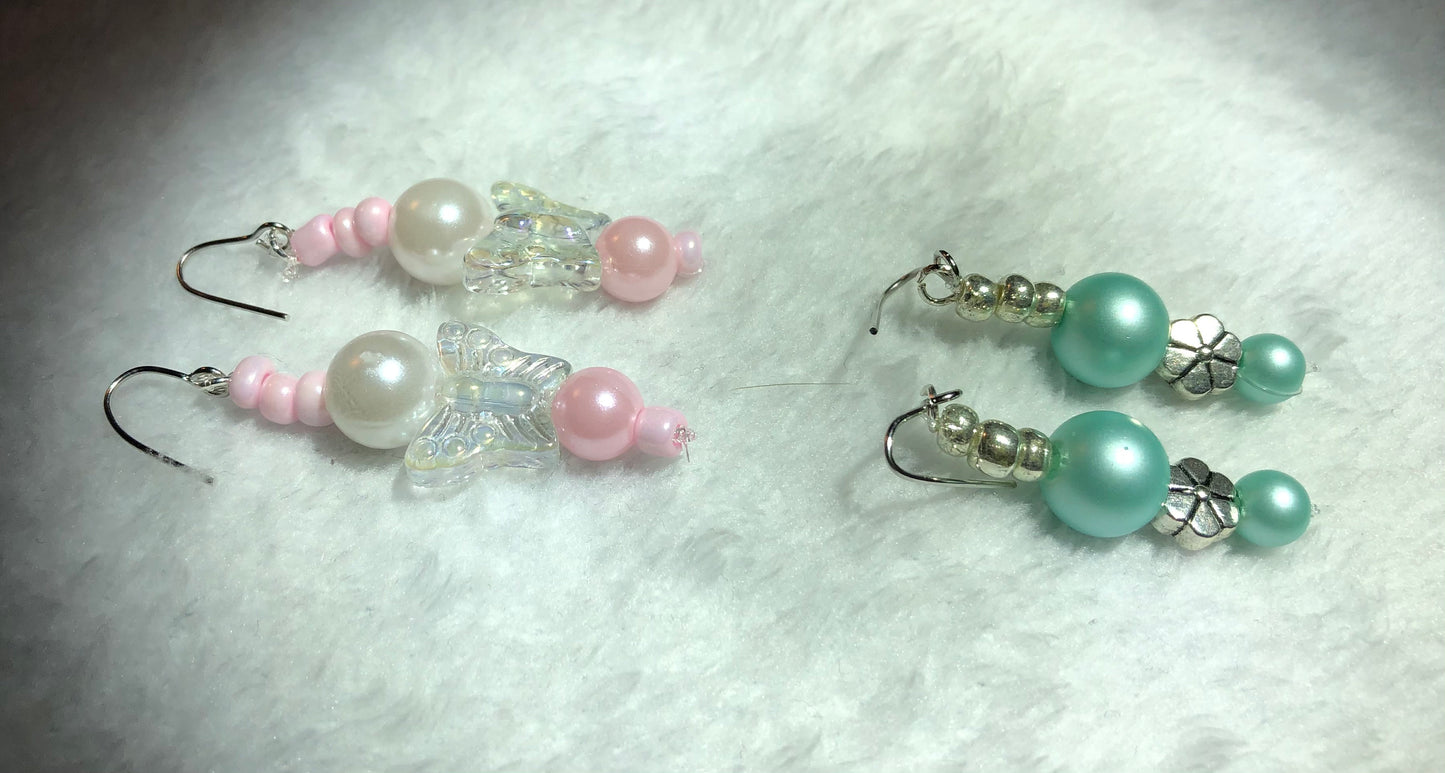 Springtime Flower and Butterfly Earrings