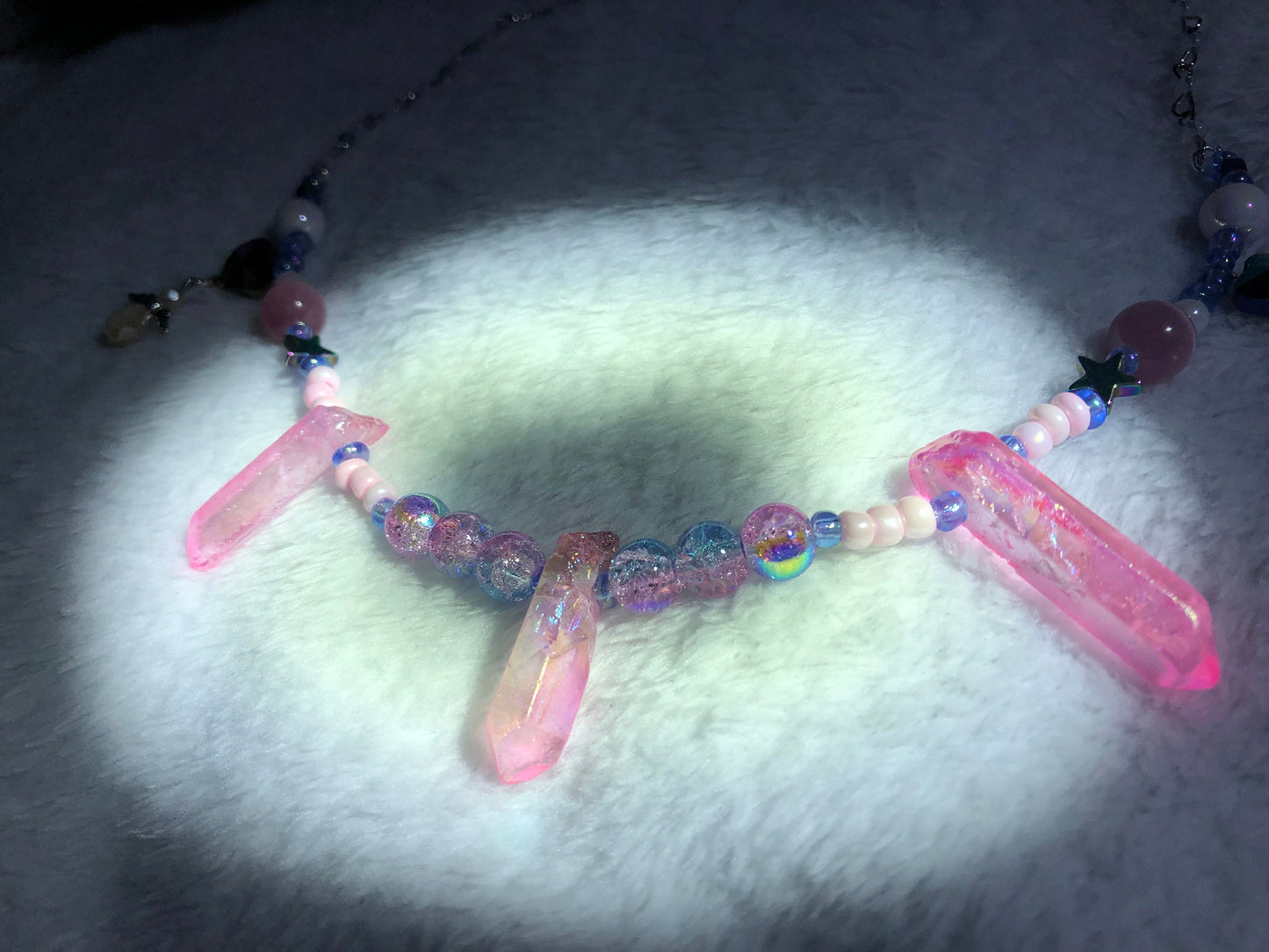 Pink Angelic Pearl and Quartz Necklace